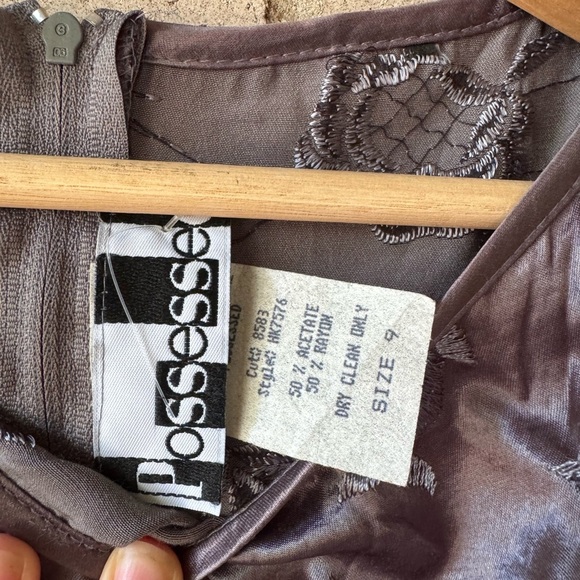 90s Vintage Embroidered Gray Sleeveless Mini Dress | Goth Grunge - Picture 3 of 6